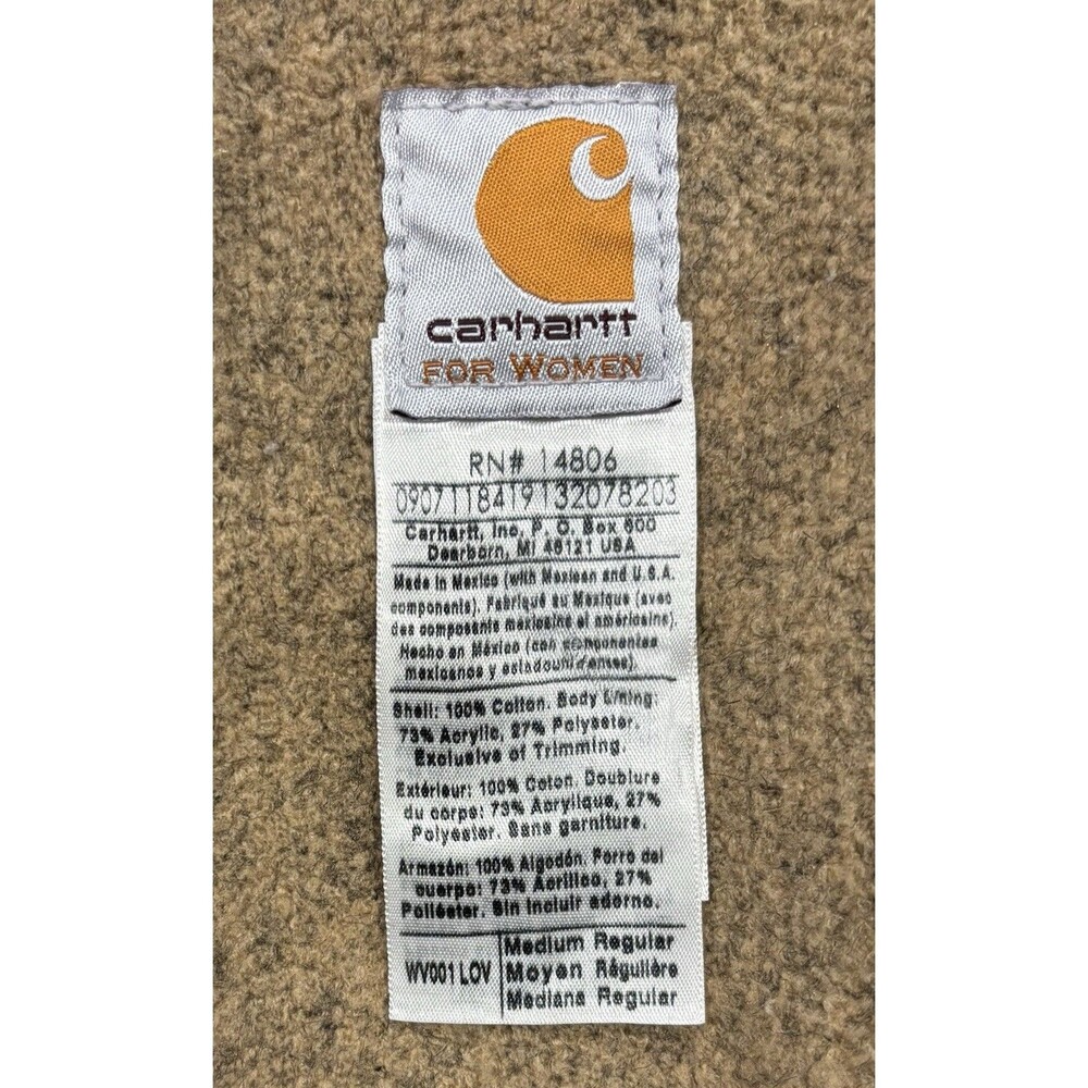 Carhartt Women’s Medium Sherpa Lined Vest WV001 LOV Olive Green Sandstone Canvas - Picture 6 of 6